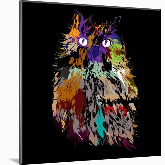 Owl on an Black Background, Hipster Symbol, Vector Illustration. Illustration for T-Shirt.-De Visu-Mounted Art Print