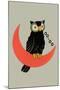 Owl on Crescent Moon-null-Mounted Art Print