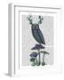 Owl on Mushrooms-Fab Funky-Framed Art Print