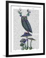 Owl on Mushrooms-Fab Funky-Framed Art Print