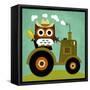 Owl on Tractor-Nancy Lee-Framed Stretched Canvas