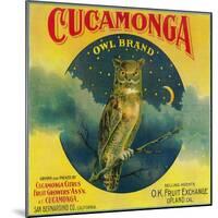 Owl Orange Label - Cucamonga, CA-Lantern Press-Mounted Art Print
