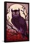 Owl - Paper Mosaic (Red)-Lantern Press-Framed Stretched Canvas