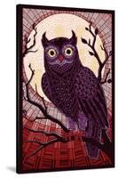 Owl - Paper Mosaic (Red)-Lantern Press-Stretched Canvas