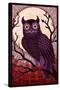 Owl - Paper Mosaic (Red)-Lantern Press-Stretched Canvas