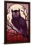 Owl - Paper Mosaic (Red)-Lantern Press-Framed Art Print