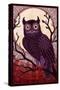 Owl - Paper Mosaic (Red)-Lantern Press-Stretched Canvas