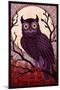 Owl - Paper Mosaic (Red)-Lantern Press-Mounted Art Print