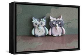 Owl Quilled Boy and Girl-null-Framed Stretched Canvas