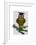 Owl Reading on Branch-Fab Funky-Framed Art Print