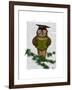 Owl Reading on Branch-Fab Funky-Framed Art Print