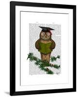 Owl Reading on Branch-Fab Funky-Framed Art Print