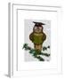 Owl Reading on Branch-Fab Funky-Framed Art Print