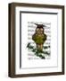 Owl Reading on Branch-Fab Funky-Framed Art Print