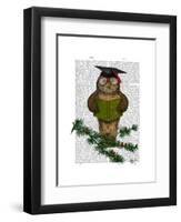 Owl Reading on Branch-Fab Funky-Framed Art Print