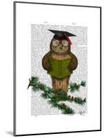 Owl Reading on Branch-Fab Funky-Mounted Art Print