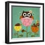 Owl, Squirrel and Hedgehog in Flowers-Nancy Lee-Framed Art Print