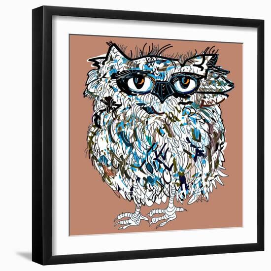 Owl, Symbol of Halloween, Vector Illustration. Illustration for T-Shirt.-De Visu-Framed Art Print