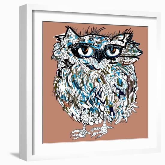 Owl, Symbol of Halloween, Vector Illustration. Illustration for T-Shirt.-De Visu-Framed Art Print