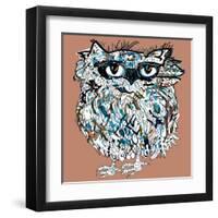 Owl, Symbol of Halloween, Vector Illustration. Illustration for T-Shirt.-De Visu-Framed Art Print