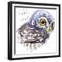 Owl T-Shirt Graphics, Snowy Owl Illustration with Splash Watercolor Textured Background. Illustrati-Faenkova Elena-Framed Premium Giclee Print