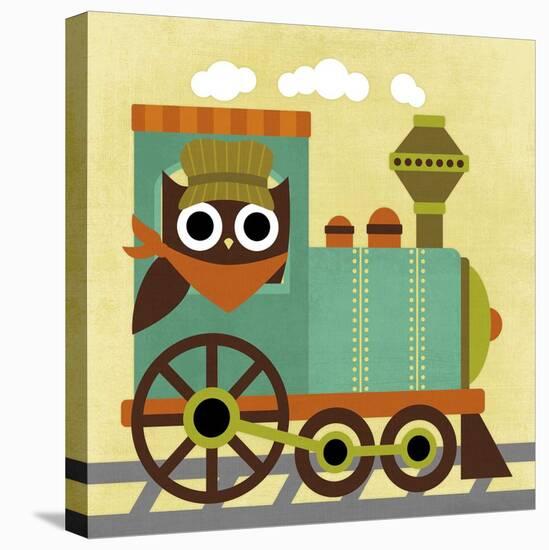 Owl Train Conductor-Nancy Lee-Stretched Canvas