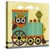 Owl Train Conductor-Nancy Lee-Stretched Canvas