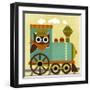 Owl Train Conductor-Nancy Lee-Framed Art Print