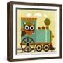 Owl Train Conductor-Nancy Lee-Framed Art Print