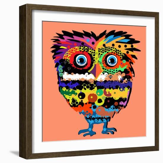 Owl, Vector Illustration, Illustration for T-Shirt, Illustration for Children (A Series of Popular-De Visu-Framed Art Print