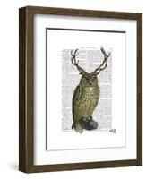 Owl with Antlers plain-Fab Funky-Framed Art Print