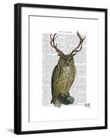 Owl with Antlers plain-Fab Funky-Framed Art Print