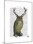Owl with Antlers plain-Fab Funky-Mounted Art Print