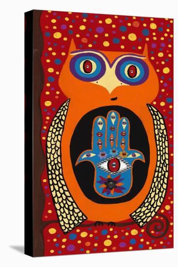 Owl with Evil Eye Hamsa-Kerri Ambrosino-Stretched Canvas