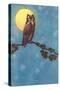 Owl with Full Moon-null-Stretched Canvas