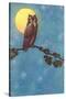 Owl with Full Moon-null-Stretched Canvas