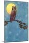 Owl with Full Moon-null-Mounted Art Print