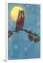 Owl with Full Moon-null-Framed Art Print