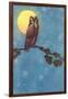 Owl with Full Moon-null-Framed Art Print