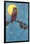 Owl with Full Moon-null-Framed Art Print
