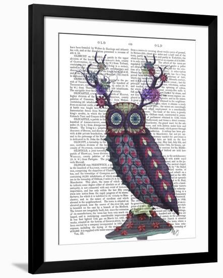 Owl with Psychedelic Antlers-Fab Funky-Framed Art Print