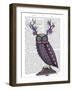 Owl with Psychedelic Antlers-Fab Funky-Framed Art Print