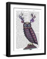 Owl with Psychedelic Antlers-Fab Funky-Framed Art Print