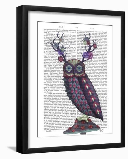 Owl with Psychedelic Antlers-Fab Funky-Framed Art Print