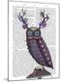 Owl with Psychedelic Antlers-Fab Funky-Mounted Art Print