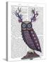 Owl with Psychedelic Antlers-Fab Funky-Stretched Canvas