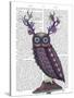 Owl with Psychedelic Antlers-Fab Funky-Stretched Canvas