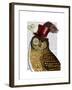 Owl with Top Hat-Fab Funky-Framed Art Print