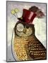 Owl with Top Hat-Fab Funky-Mounted Art Print