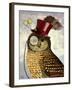 Owl with Top Hat-Fab Funky-Framed Art Print